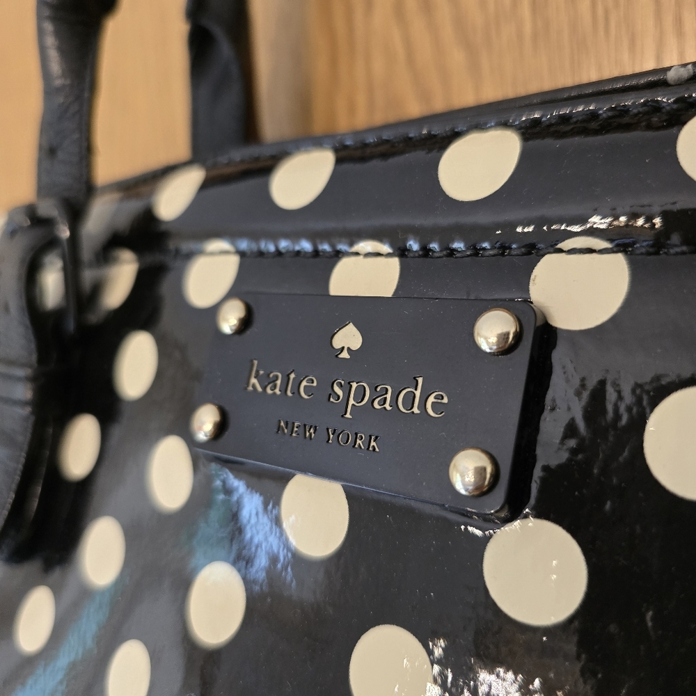 Kate Spade Black and Cream Polka Dot Shoulder Bag, EUC - Picture 3 of 12